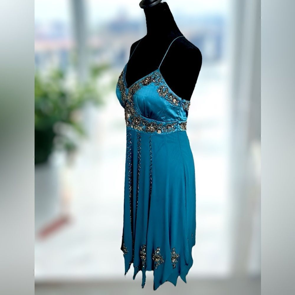 SUE WONG Nocturne Y2K Hand Beaded Midi Slip Dress Silk Woodland Fairy Size 6 - Picture 16 of 17